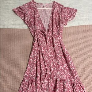 Floral Pink Wrap Dress
